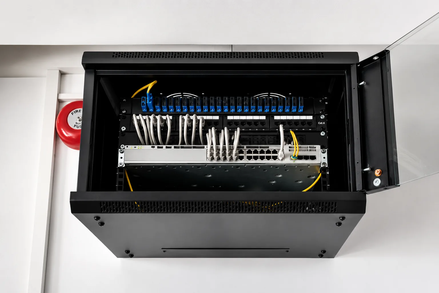 Structured network and fibre cabinet installation by Artem Solutions.